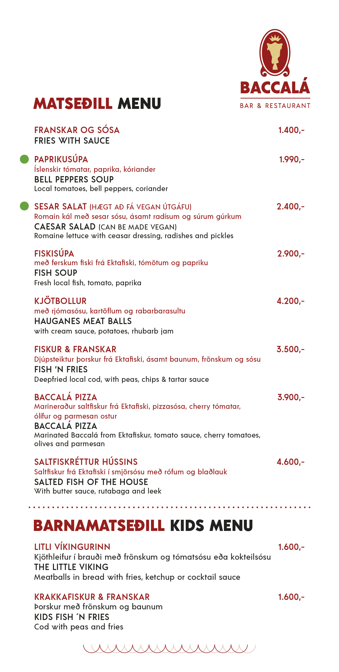 menu
